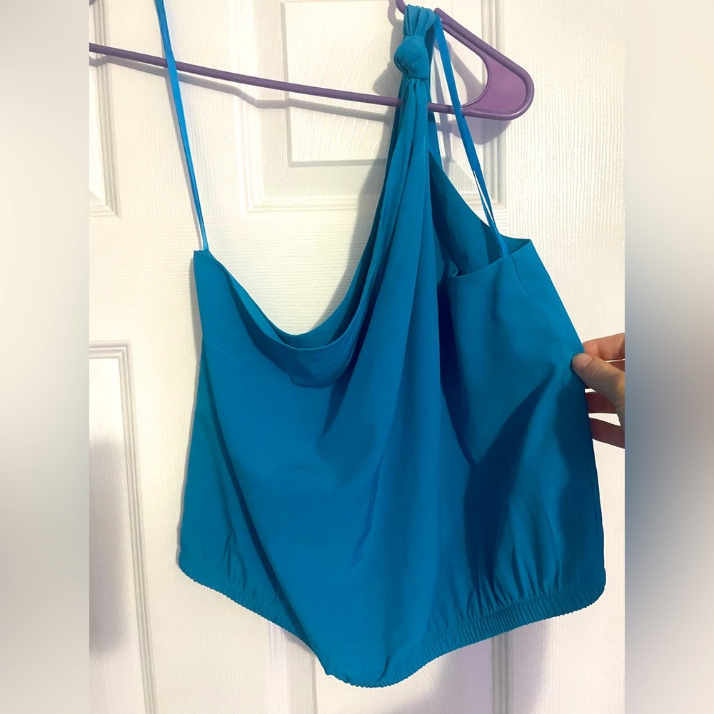 Blue one shouldered crop top